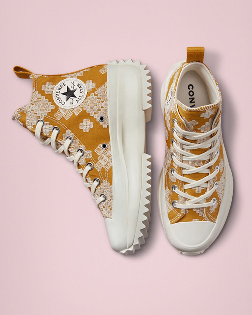 Topanky Na Platforme Converse Run Star Hike Tonal Embroidery Vysoke Panske Zlate | SK AEKHB5